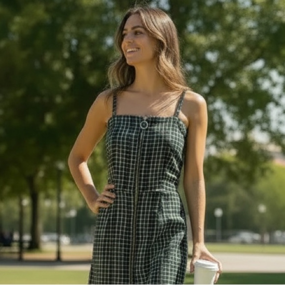 Aeropostale Navy, Green & White Plaid Mini Dress